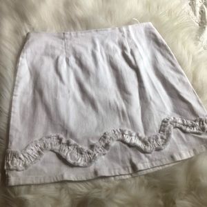 High Waisted White Denim Skirt